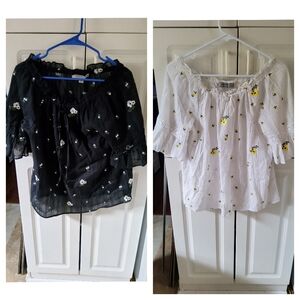 Marc New York  Floral Embroidered Women's Top (1 Black 1 White)